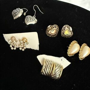 Assorted Heart and Pearl Earrings Set